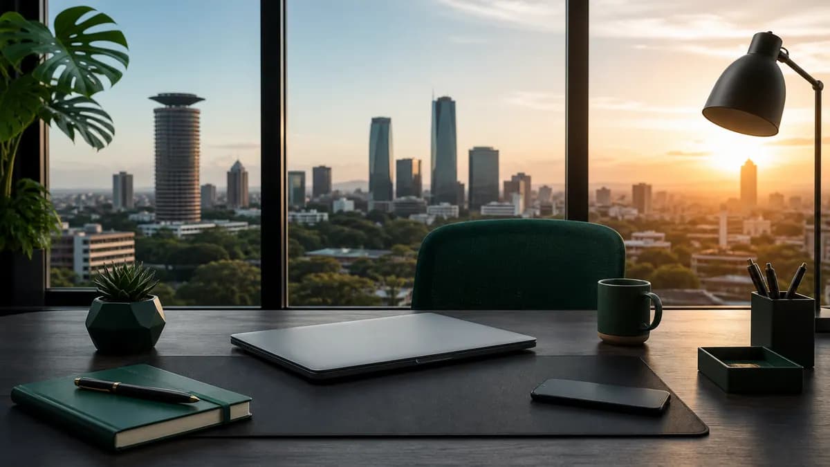 SMM Africa planning workspace overlooking Nairobi for Kenya social media growth services